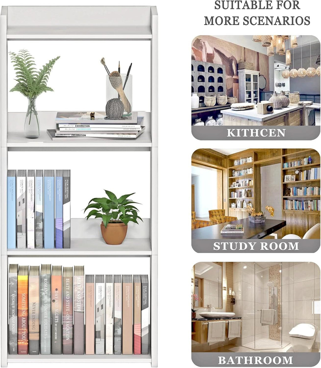 4 Tier White Bookshelf Ideal For Small Spaces Storage Room