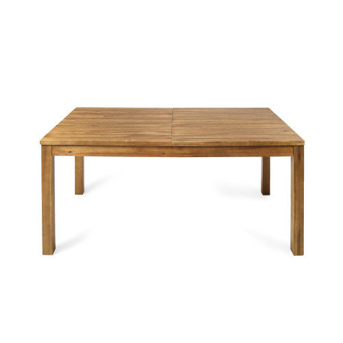 7 Pieces Acacia Wood Outdoor Dining Set with 6 Chairs and Large Table