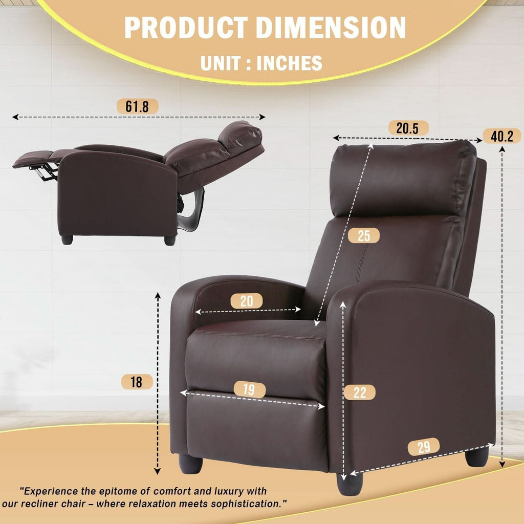Brown Leather Recliner Chair With Adjustable Lumbar Support