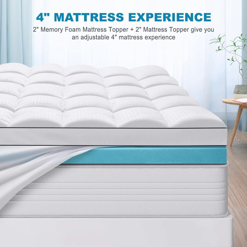 4 Inch Dual Layer Gel Memory Foam Mattress Topper