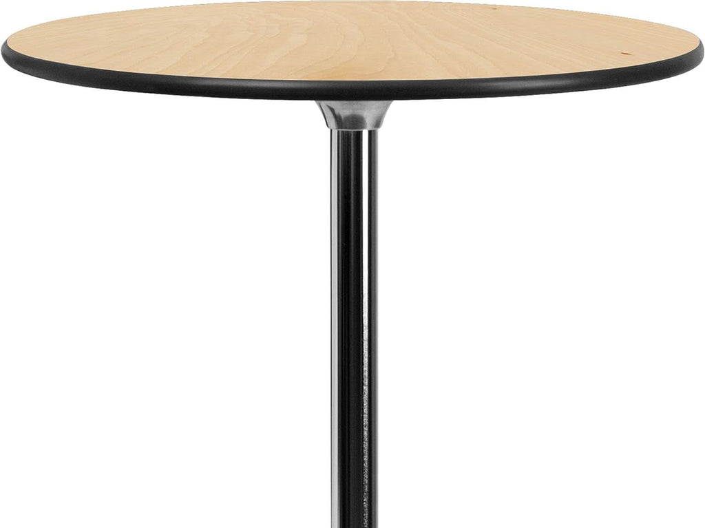 Natural Birch Wood Round Cocktail Table Adjustable