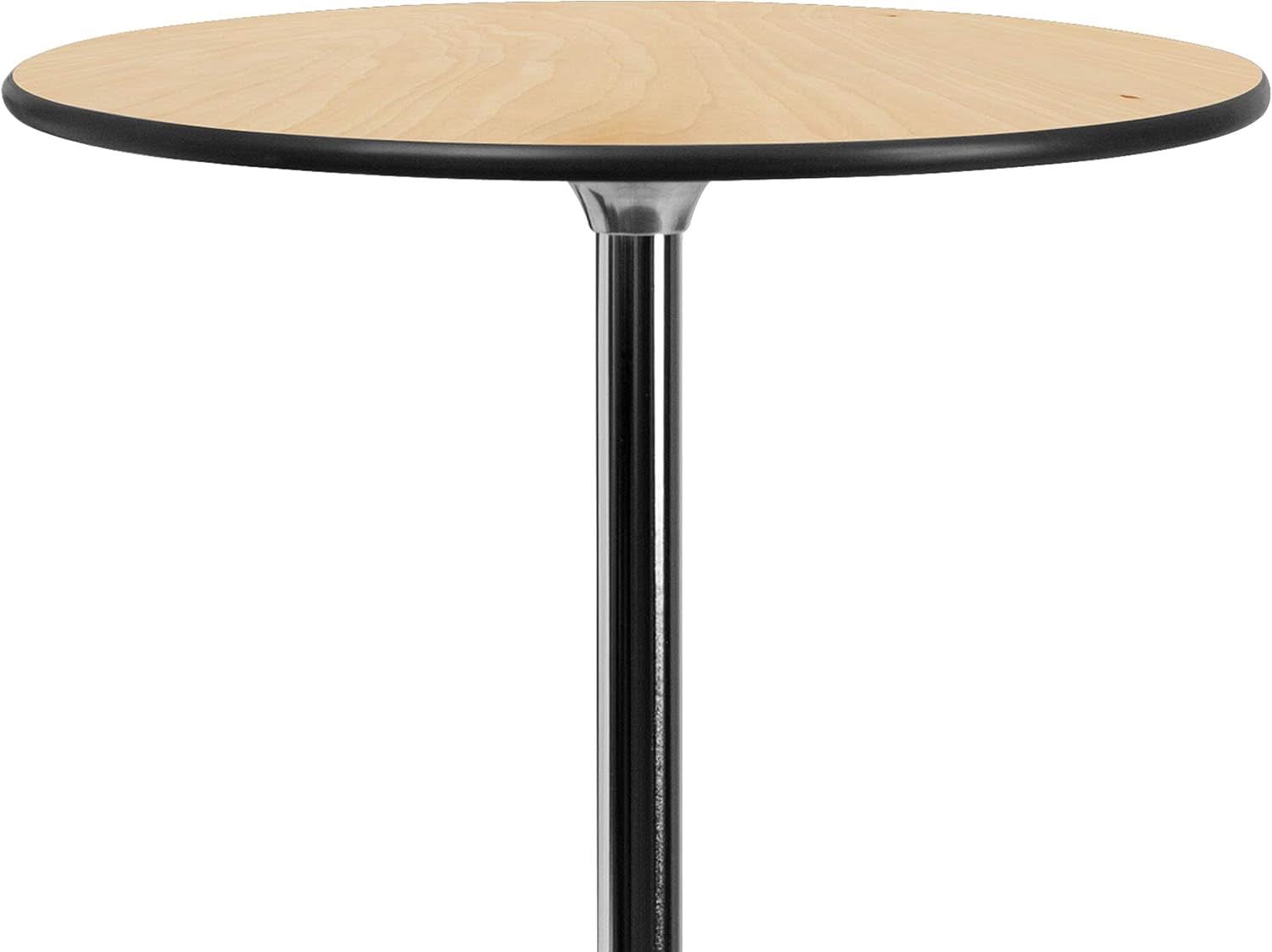Natural Birch Wood Round Cocktail Table Adjustable