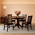 Mahogany Dining Table Set 5 Piece With Linen Chairs