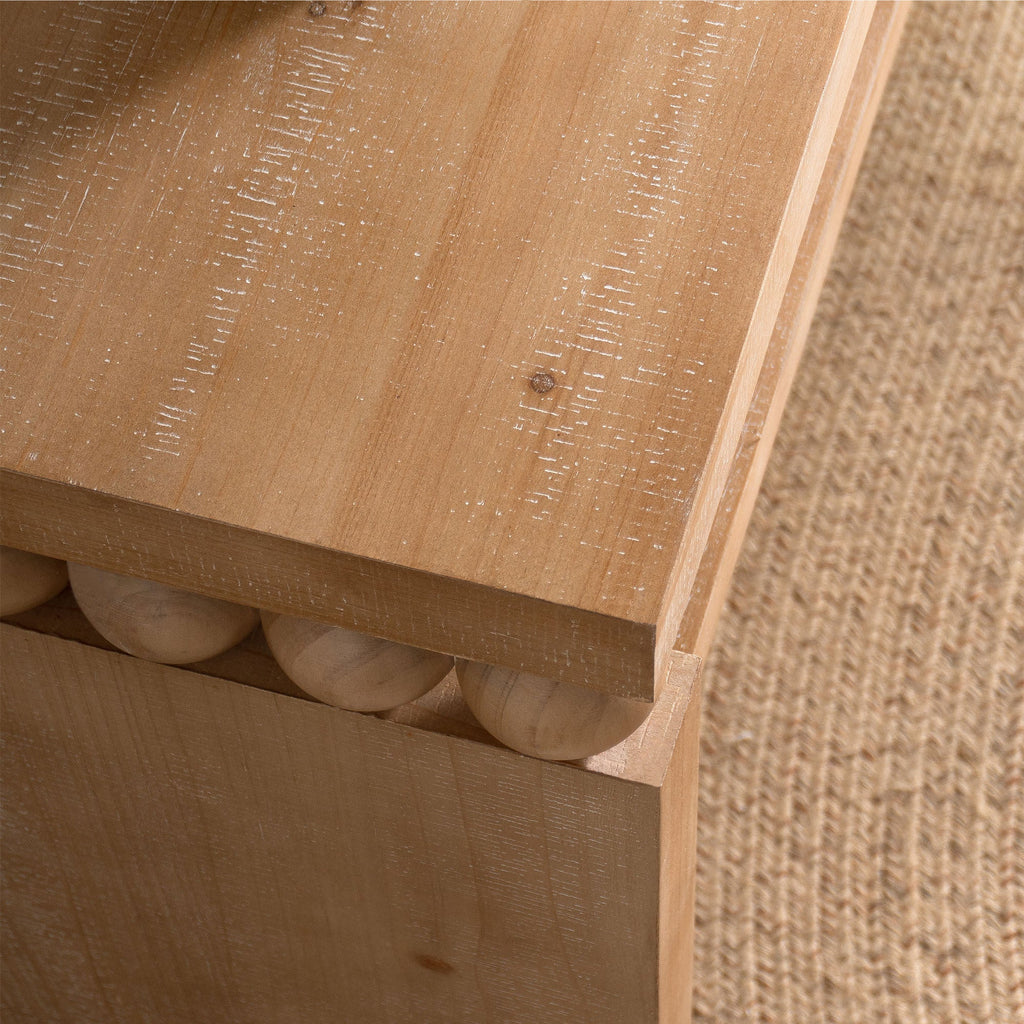 Modern Rustic Console Table – 59” Wood Entryway Table with Shelf & Decorative Bead Detail