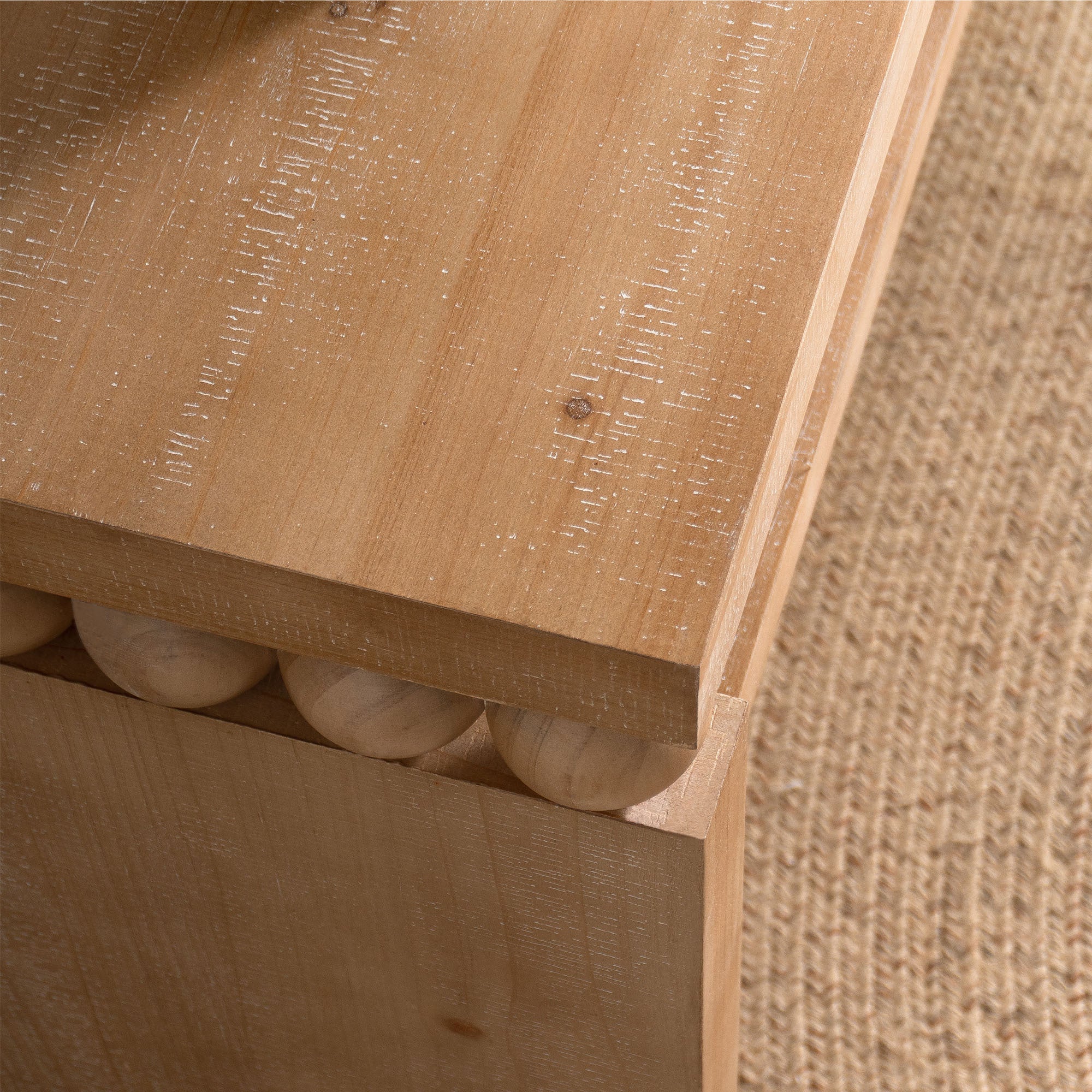 Modern Rustic Console Table – 59” Wood Entryway Table with Shelf & Decorative Bead Detail