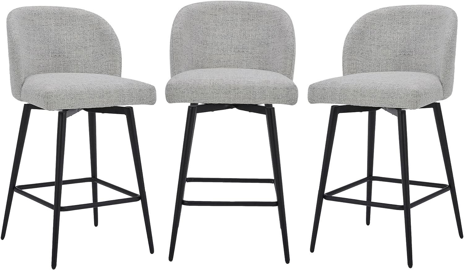 Counter Height Bar Stools Set of 3 26 Inch Seats 360 Swivel