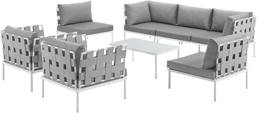 Aluminum Outdoor Patio Sectional Sofa Set White Gray