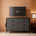 Wide 5 Drawer Dresser With Drawer Organizers Dark Grey