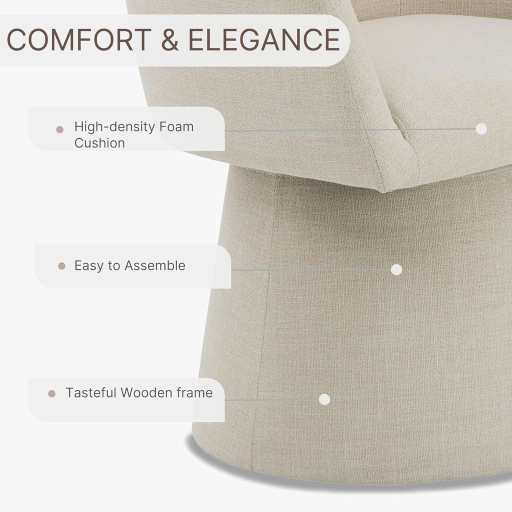 360 Degree Modern Swivel Linen Dining Chairs Set Of 4