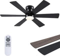46 Inch Black Ceiling Fan With Dimmable LED Remote