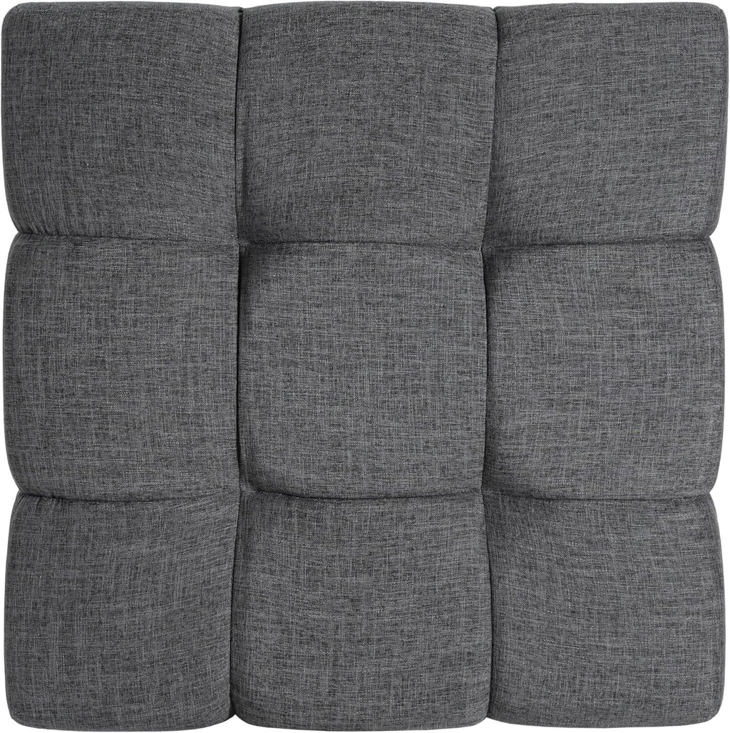 Modern Gray Fabric Ottoman With Walnut Finish WoodFrame