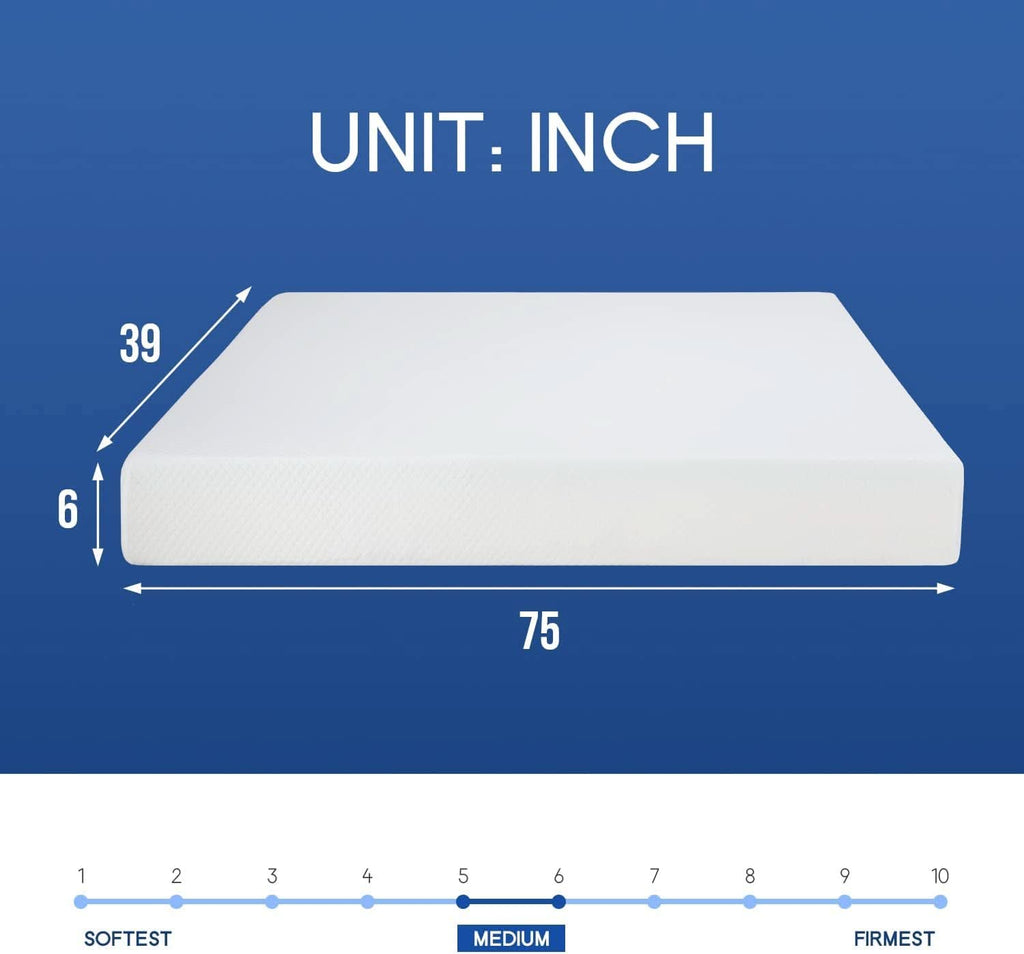 Twin Gel Memory Foam Mattress 6 Inch Cooling Comfort