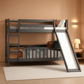 Gray Twin Over Twin Bunk Bed With Slide And Ladder