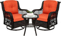 Three-Piece Outdoor Wicker Bistro Set with Swivel Rockers