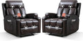 Brown UltraSoft Fabric Manual Recliner With Plush Arms