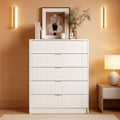 White Modern Dresser With Golden Handles Five Drawers