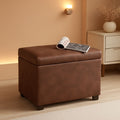 Leather Storage Ottoman Bench 24 Inches Rectangular