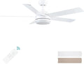 52 Inch White Ceiling Fan With Dimmable LED Lights