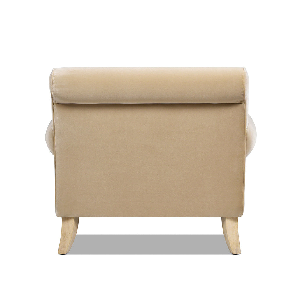 Alana 38' Lawson Accent Arm Chair Metal Casters, Fawn Brown Performance Velvet