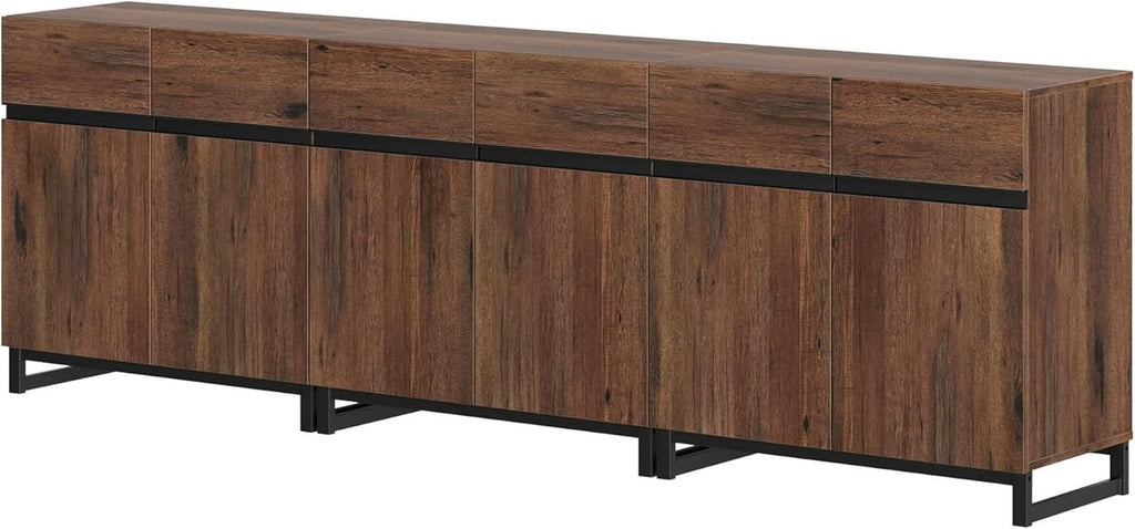 Brown 3 In 1 TV Stand For 100 Inch TV Adjustable Shelves Metal Base