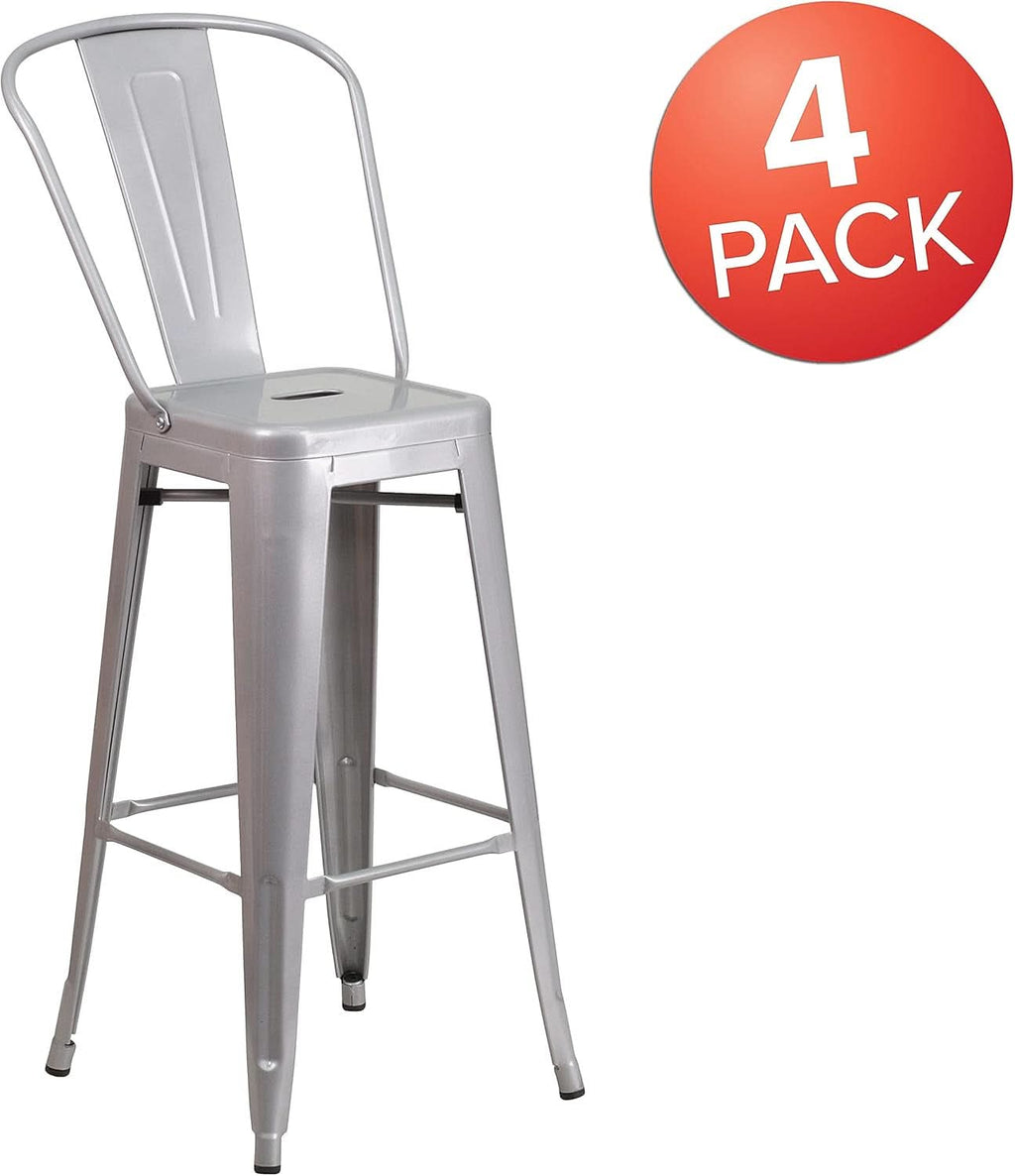 Commercial Grade Metal Barstool Set for Indoor Outdoor Use