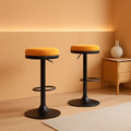 Yellow Fabric Swivel Bar Stool Set Of 2 Height Adjustable