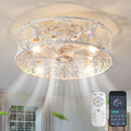 20 Inch Caged Ceiling Fan With Light White Gold Remote