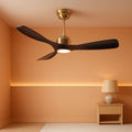 52 Inch Black Gold DC Motor Ceiling Fan With Lights And Remote