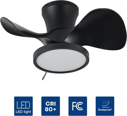 22-Inch Quiet Ceiling Fan With LED Light Remote Control
