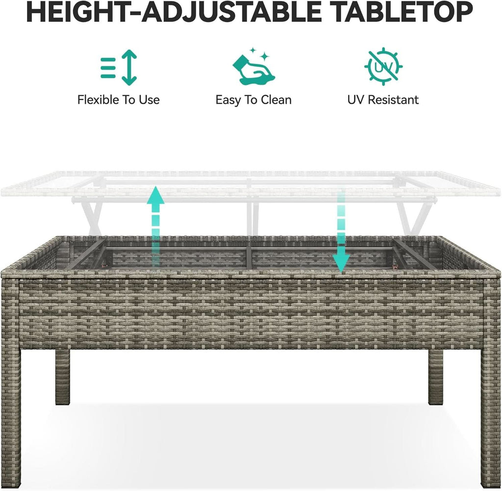 L Shaped Sectional Sofa Set With Lift Top Table Gray