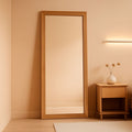 Full Length Mirror 71x32 Walnut Wood Frame Wall Mounted