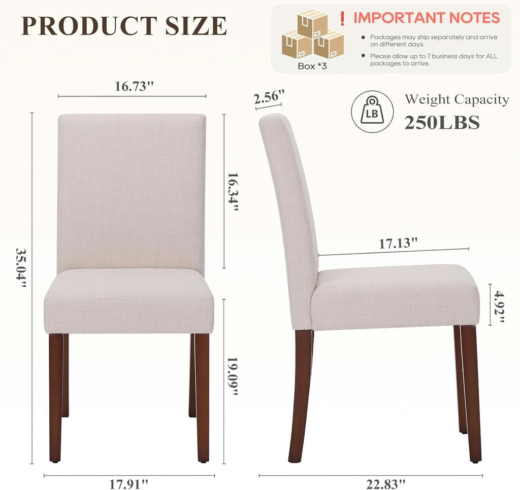Beige Upholstered Parsons Dining Chairs Collection