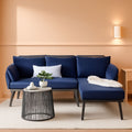 Outdoor Rope Woven Sectional Sofa Gray Navy Cushions