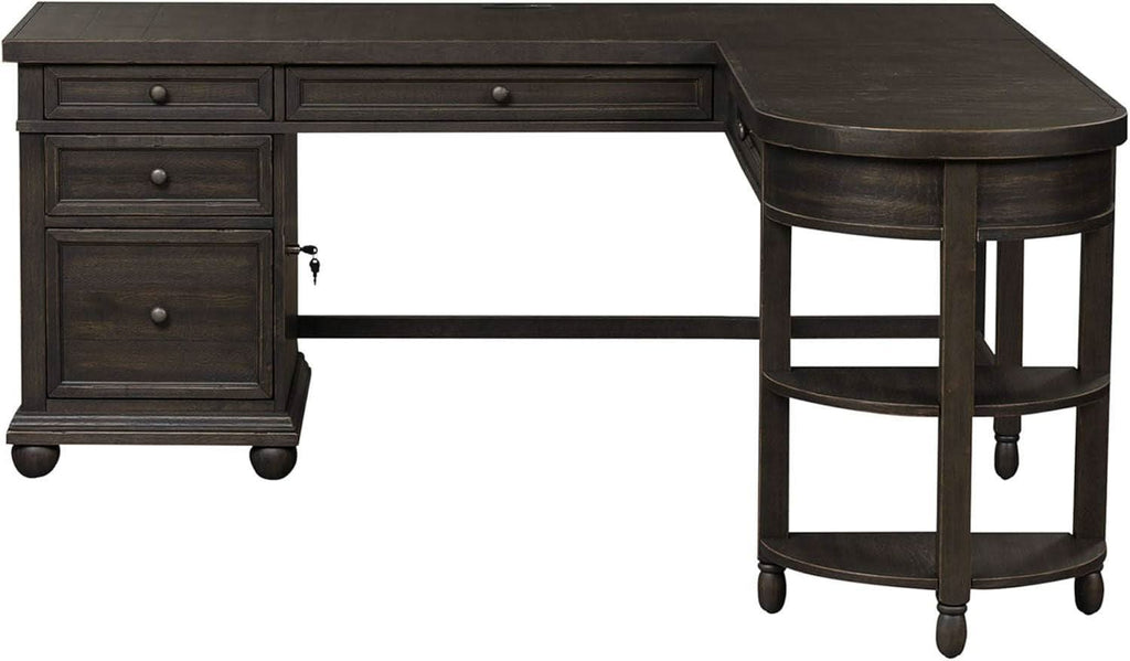 Contemporary L Shaped Desk USB Charging Drawer