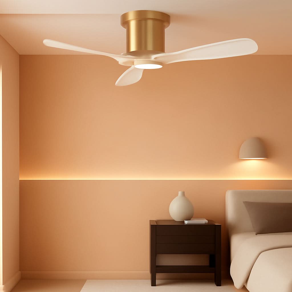 52-Inch White Gold Smart Ceiling Fan With Remote And LED