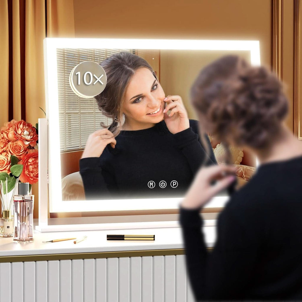 Lighted Makeup Mirror 17.3x13 Inch With 5X Magnification And LED Lights