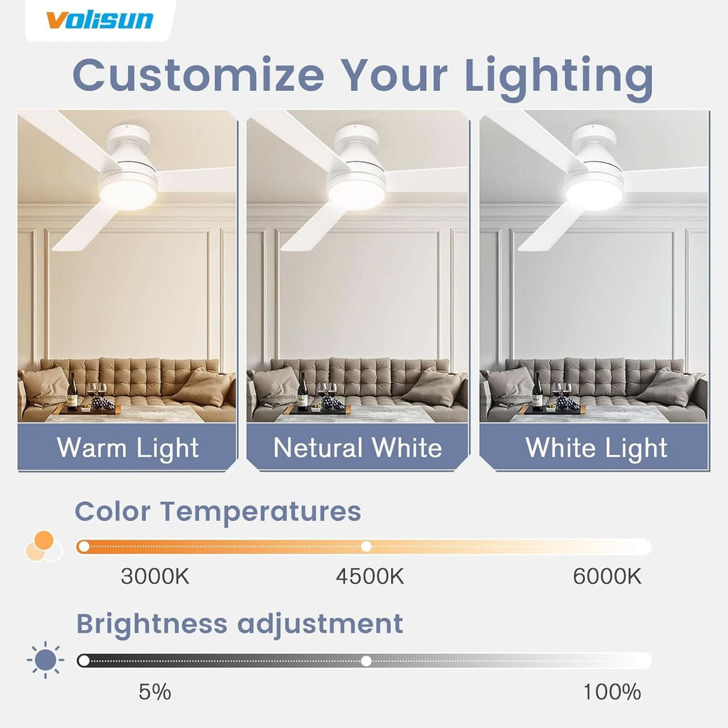 42 Inch Ceiling Fan With Dimmable LED Light And Remote