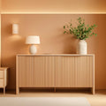 61 Inch Oak Sideboard Cabinet With Adjustable Shelves