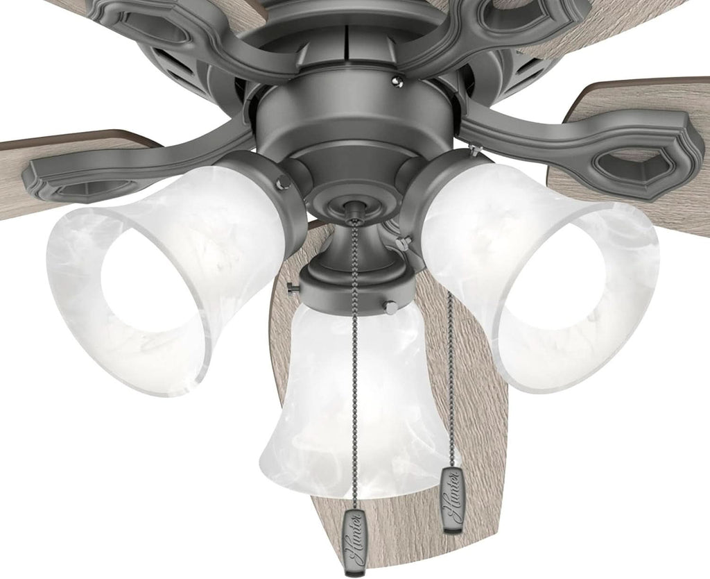 52 Inch Matte Silver LED Ceiling Fan With Integrated Light