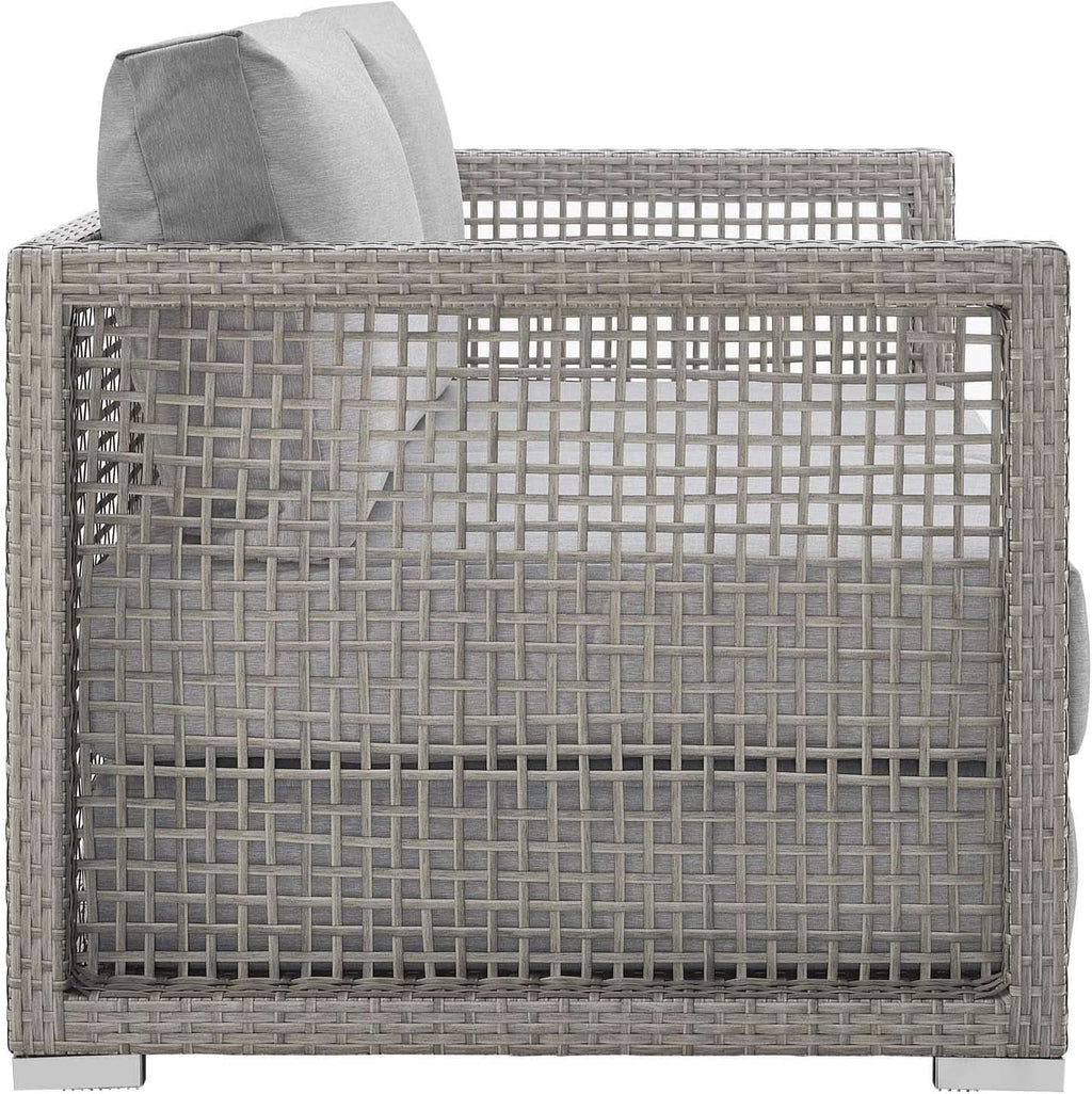 Modern Gray Wicker Rattan Loveseat for Outdoor Spaces