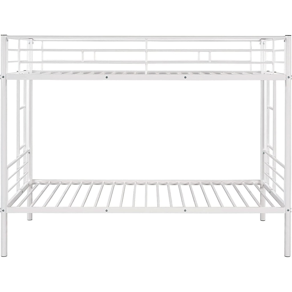 Twin Over Twin Metal Bunk Bed With 2 Ladders White