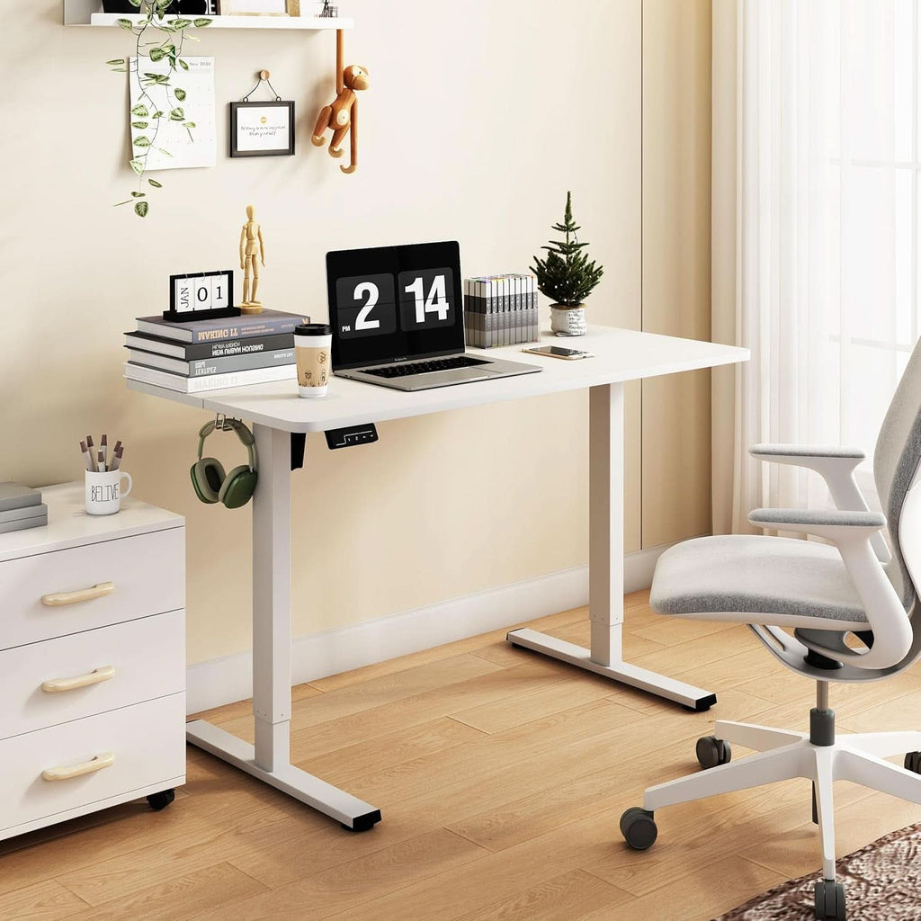 Electric Adjustable Height Standing Desk 40x24 Inches White With Memory Preset
