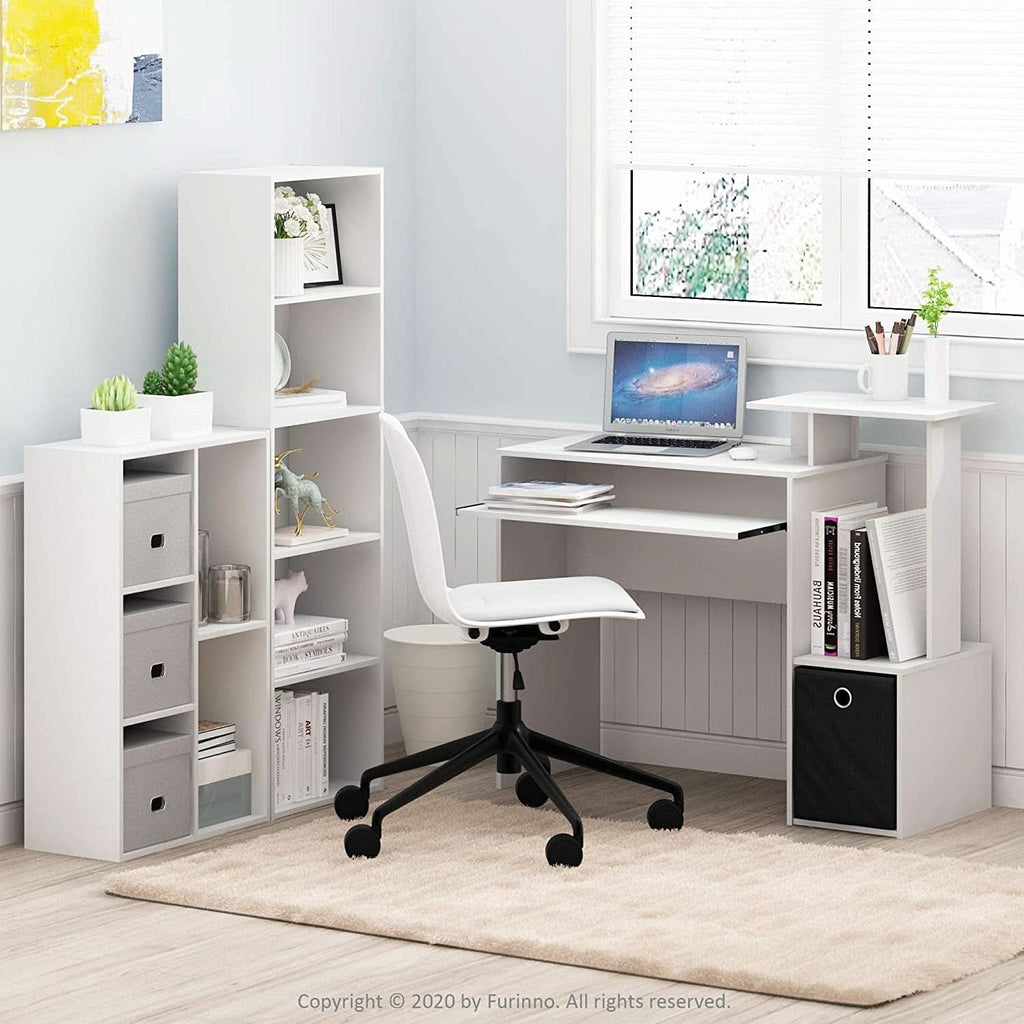 White 5 Tier Bookcase Storage Shelf For Living Room