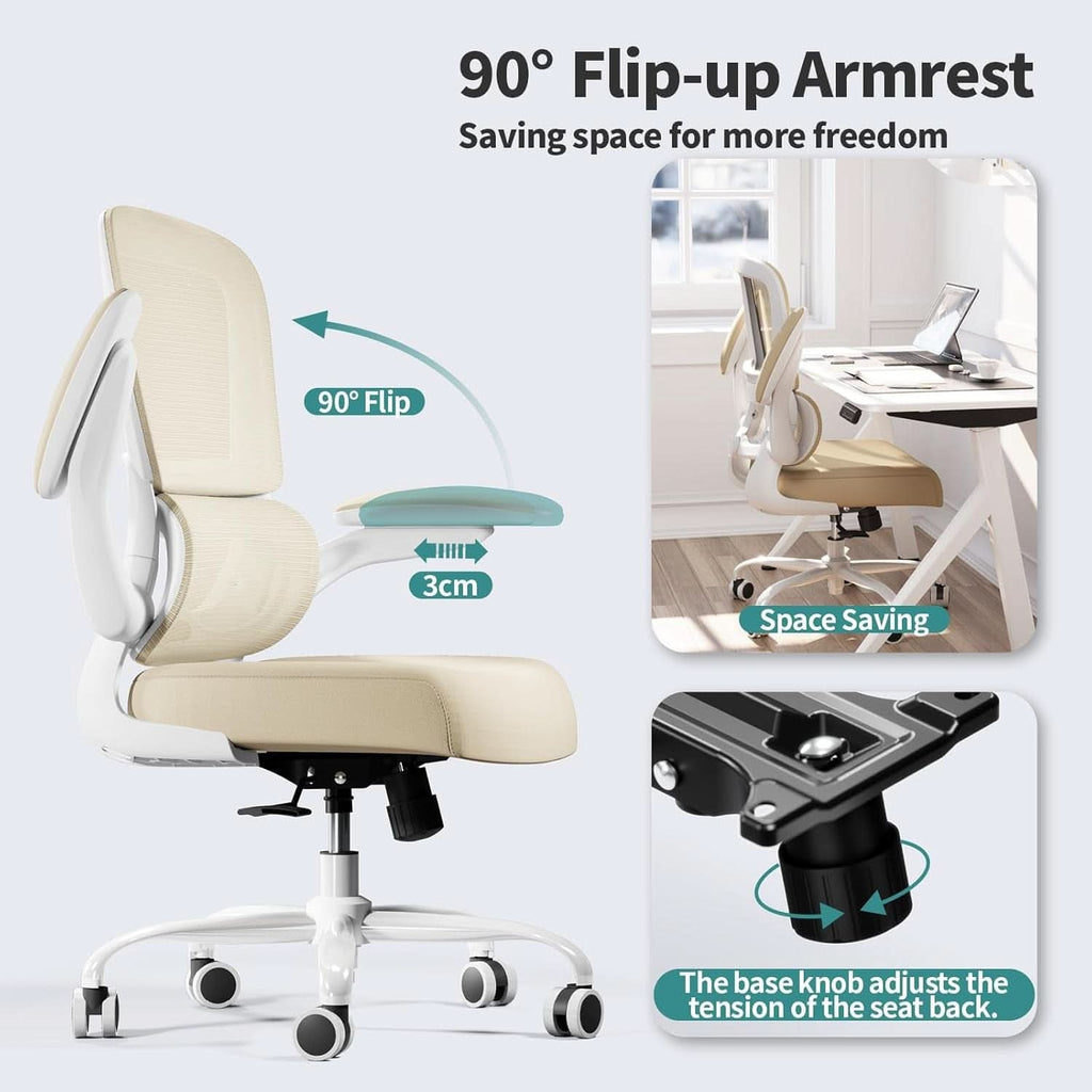 Ergonomic Office Chair With Mesh Back 330 Lb Capacity Beige