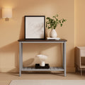 Grey Farmhouse Console Table With Shelf For Entryway