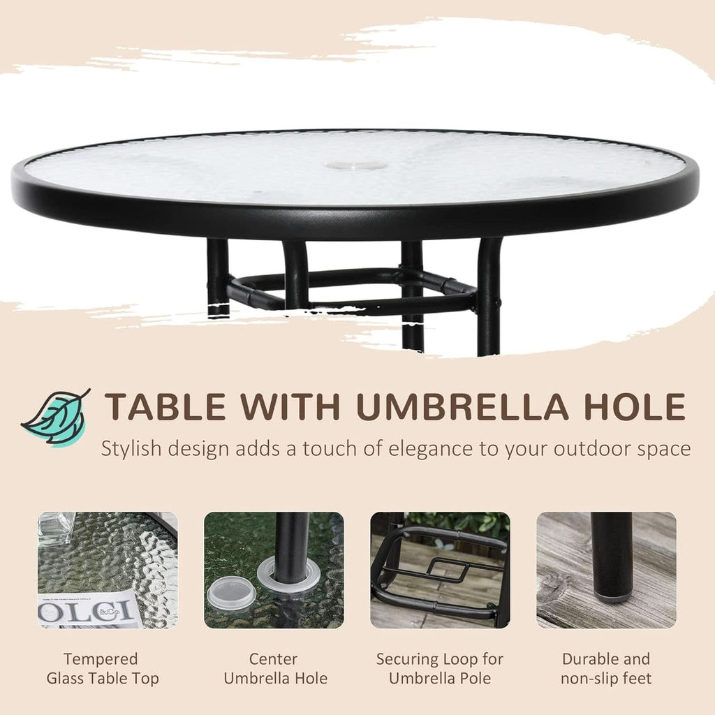 Patio Dining Set With 2 Folding Chairs Beige Umbrella