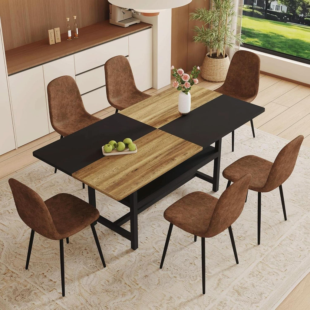 71 Inch Weathered Brown Premium Rustic Dining Table Set