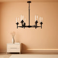 Black 8 Light Chandelier For Dining Room Glass Shades