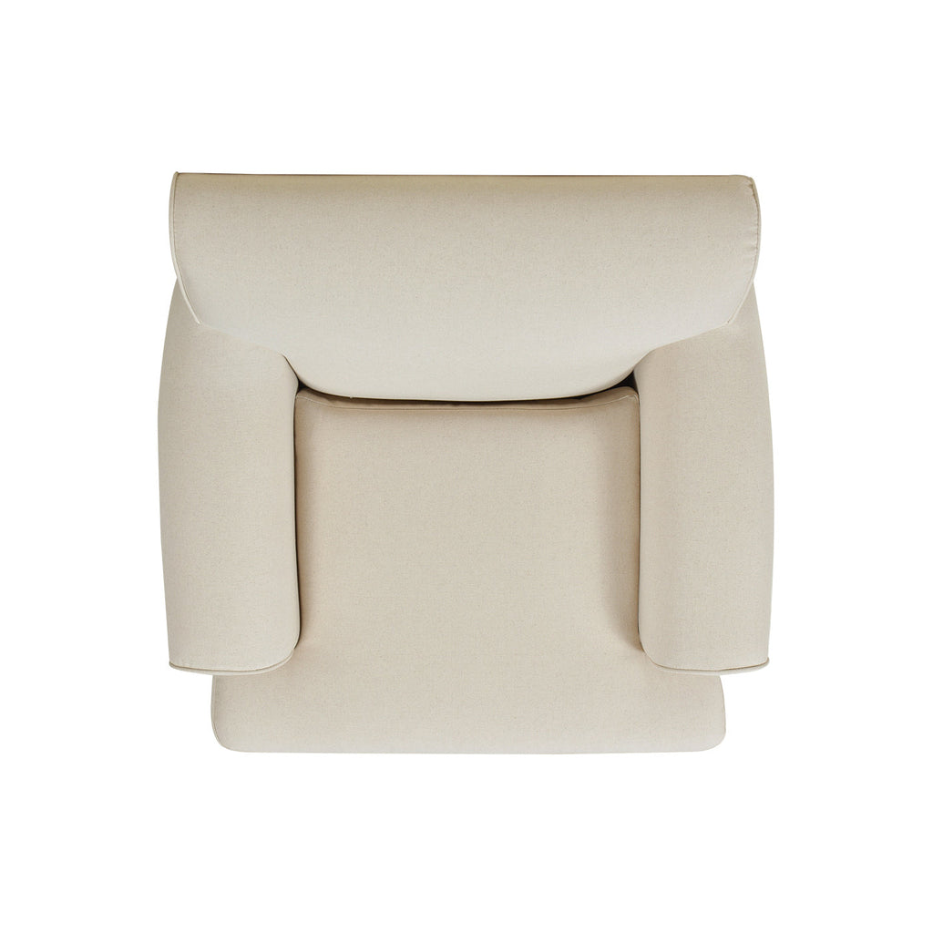 Alana 38' Lawson Accent Arm Chair Metal Casters, Light Beige Linen