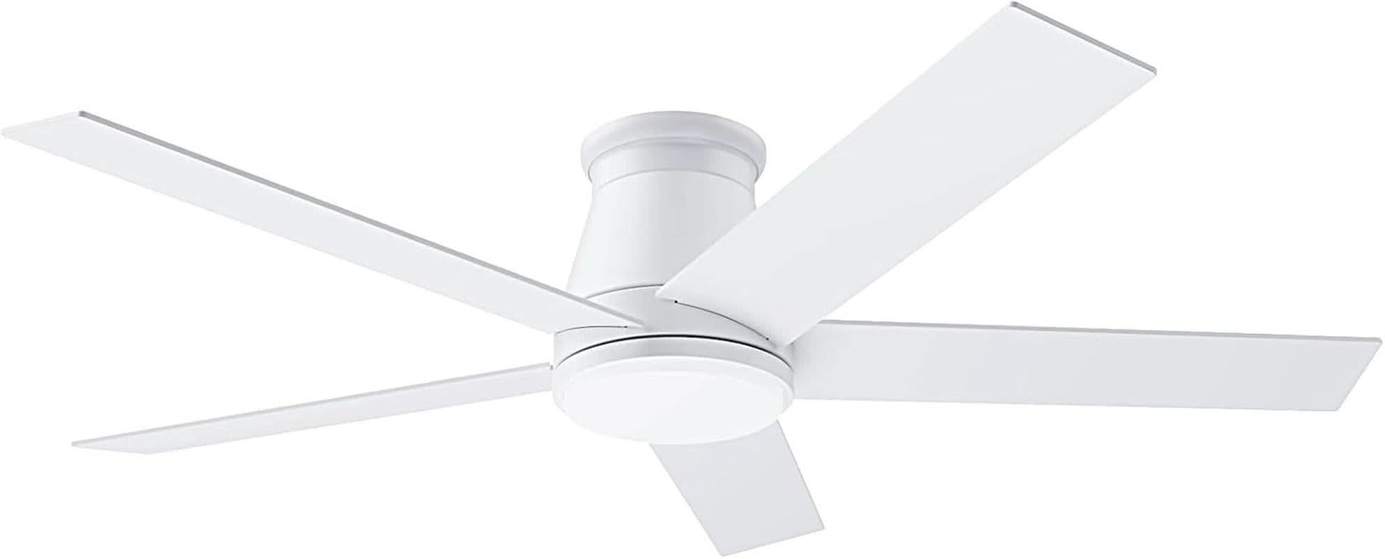 52 Inch White Ceiling Fan With Light Six Speed DC Motor